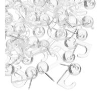 Milisten 50 Ganchos de Chinchetas Transparentes de Plástico Aguja de Acero, 50 Unidades para Colgar Cuadros y Objetos Pequeños en Pared, Oficina y Hogar