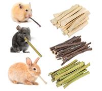 Milisten 55piezas Palitos Masticables para Conejos Pequeños De Madera Juguetes para Dientes De Conejo Sweet Bamboo Sticks Papaya Stem Sticks Apple Suministros para Mascotas Pequeñas