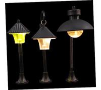 Milisten 6 Mini Farolas De Jardín Miniaturas Decorativas para Jardín Lámparas Solares para Exteriores Decoración Navideña Abs Negro