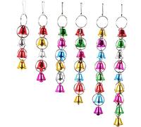 Milisten 6 Piezas De Cuerda Campana Loro de Juguete Forro de Jaula de pájaros comederos Percha de Loro Grande Jaula para Loros Colgantes de Campana de pájaro decoración de Campana aleación
