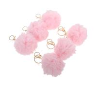 Milisten 6 Piezas Llaveros Pom Pom de Bailarina con Bolas Peludas Falsas Colgantes con Cristales para Mujeres Accesorios Decorativos para Bolsos Mochilas y Equipaje