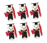 Milisten 6 Piezas Muñeca Dr. Oso mimoso Ramo de graduación Escuela Felpa Osos Bears de graduación decoración del Ramo de Flores de graduación Ramo de Flores Oso el plastico Negro