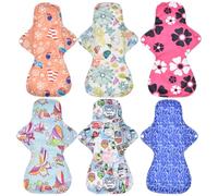 Milisten 6 piezas Unidades Compresas Menstruales Lavables con Fibra de Bambú Activado Toallas Sanitarias Reutilizables para Mujeres Colores Surtidos Absorbentes y Confortables