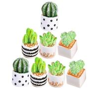 Milisten 8 Piezas Mini Macetas Suculentas Artificiales Micro Paisaje Decoración Plantas Falsas Cactus Bonsái para Casa de Muñecas