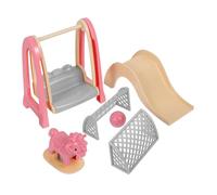 Milisten Accesorios para Casa de Muñecas con Columpio Tobogán Caballo Balancín y Porterías de Fútbol Muebles Resistentes para Decoración de Micro Infantiles