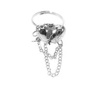 Milisten Anillo de Dedo Anillos de Corazón para Mujer Abierto Ajustable Corazón Roto Cadena, Cobre Plata, Cómodo y Agradable Piel, para Uso Diario y Otras Ocasiones