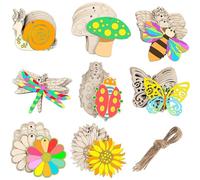 Milisten Astillas de Madera para Manualidades DIY 80 Piezas Formas de Insectos y Flores, Recortes de Pintura sin Pintar, Material Seguro y Duradero para Decoración del Hogar y Proyectos