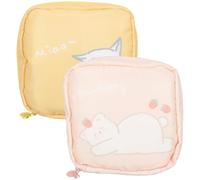 Milisten Bolsas para Compresas Higiénicas de Gran Capacidad Portátiles y Lavables Paquete de 2 Unidades Diseño de Gato Amarillo y Oso Fresa Rosa Adecuado para Almacenamiento Menstrual y