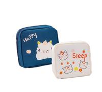 Milisten Bolsas para Guardar Toallas Sanitarias de Gran Capacidad 2 Piezas Tela Oxford Resistente Diseño de Dibujos Animados Cierre Cremallera Colores Blanco y Azul Marino Ideales