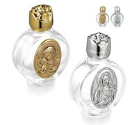 Milisten Botellas de Pociones de Vidrio Pequeñas 2 Pcs, Botellas de Agua de Iglesia Diseño, Cristal Transparente, Acabado Dorado y Plateado, Ideales para Decoración y Rituales