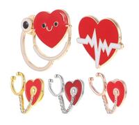 Milisten Broche de Aleación de Zinc Forma de Corazón 5 Piezas para Médicos y Enfermeras, Insignias Decorativas de Estetoscopio, Accesorio Esencial para Estudiantes de Enfermería, Adecuado