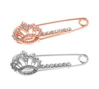Milisten Broche de Imperdible de Seguridad 2 Piezas Cristales Diseño de Tiara Acabado en y K Pinza Decorativa para Cárdigans Suéteres y Chales Accesorio de Joyería Femenino