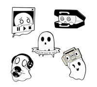 Milisten Broche de Solapa Esmaltado 5 Piezas Diseño Fantasma y Música Punk, Pin Gótico para Ropa y Mochila, Accesorio Ligero y Seguro para Mujer, Set de Pins Decorativos