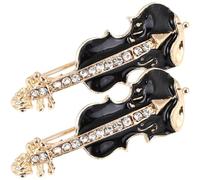 Milisten Broche Violín de Metal Negro 2 Piezas, Pin de Solapa para Ropa Mujer, Accesorio para Chaquetas y Mochilas, Broche Esmalte y Diseño de Instrumento Musical