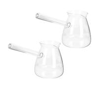 Milisten Cafetera de Vidrio Transparente Asa Lateral, Resistente al Calor, Set de 2 Unidades de 450 Ml, Tetera Portátil Adecuado para Hervir Té, Leche y Bebidas Calientes Estilo Aleatorio