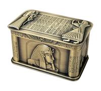 Milisten Caja Organizadora de Joyas Vintage Estilo Egipcio, Joyero Pequeño de Aleación de Zinc Color Bronce Antiguo para Anillos, Collares y Aretes, Decoración Artística para Hogar