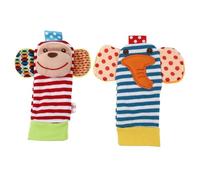 Milisten Calcetines Sonajeros para Recién Nacidos 2 Piezas Diseño de Elefante y Mono Tela Suave y Segura para Bebés Juguete Sensorial Adecuado para Estimular y Entretener a Bebés desde 0