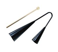 Milisten Campana Agogo De Dos Tonos Para Niños, Instrumento De Percusión Negro Con Palo De Madera, Campana De Metal Portátil Tradicional Para Música Latina y Educación Musical Infantil