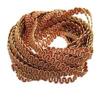 Milisten Cinta Ondulada Roja Ribete de Cinta Trenzada Dorada para Coser, 1.2 Cm de Ancho, Ligera y Flexible, Adecuado para Decoración de Ropa y Manualidades
