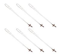 Milisten Collar Colgante de Cruz de Madera Natural 6 Piezas Unisex Joyería Cristiana para Iglesia Bautismo y Navidad Collares Religiosos de Oración Católica