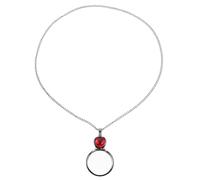 Milisten Collar Lupa Portátil de Aleación de Zinc y Vidrio, Aumento 5x, Diseño Rojo Elegante para Lectura y Costura Diaria