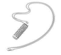 Milisten Collar Unisex con Colgante Hueco Metálico para Porta Cenizas Joyería Budista con Seis Palabras Clave Grabadas Colgante Tubular Abierto para Almacenamiento Accesorio para