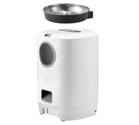 Milisten Comedero Automático para Mascotas, Dispensador de Comida Seca, 4.5 L, Blanco, Abs, Acero Inoxidable y Pc, Diseño Desmontable, para Gatos y Conejos, Alimentación de Mascotas, Carga