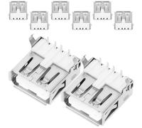 Milisten Conector USB Hembra Tipo a 2.0 Horizontal 90° Pata Doblada y Cubierta Trasera, Paquete de 100 Piezas para Reparación y Repuesto en Dispositivos Electrónicos y Estudio de Grabación