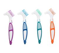 MILISTEN Conjunto de Cepillo de Limpieza de Prótesis Pincel de Cerdas Planas Cepillo de Limpieza Higiene Dentrador de La Dentadura para Dentaduras Removibles Retenedores Color Surtido 4Pcs