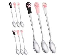 Milisten Cuchara para Alimentar Mascotas 9 Piezas Diseño de Garra de Gato, 15 Cm, Acero Inoxidable, Colores, Utensilios para Comida Húmeda y Golosinas, Adecuado para Gatos y