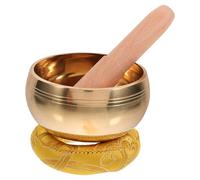 Milisten Cuenco Tibetano De Cobre De 8 Cm Con Palo De Madera De Durazno y Aro Acolchado, Cuenco De Terapia Musical Para Meditación, Yoga y Sanación, Accesorio Portátil Para Prácticas Espirituales