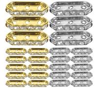 Milisten Cuentas Espaciadoras Metálicas 100 Piezas para Fabricación de Joyas, Diseño de Tres Agujeros y Forma Romboidal, 21x8 Mm, Color Dorado y Plateado, Ideales para Pulseras