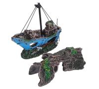 Milisten Decoración Acuario Resina Conjunto Naufragio y Corteza Árbol Hueca Hábitat Ocultación para Bettas Camarones Cangrejos y Peces Pequeños