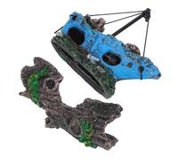 Milisten Decoración Acuario Resina Escondite Peces Hueco Naufragio Seguro para Betta Guppies Camarones Pequeños