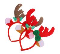 Milisten Diademas Navideñas de Astas de Reno de Felpa 2 Piezas 1 Kaki 1 Rojo Accesorio Cabello para Fiestas de Navidad Carnaval y Cosplay