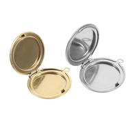 Milisten Dije Colgante de Marco de Fotos Redondo 28mm de Acero Inoxidable Tapa Abatible, Set 2 Piezas en Dorado y Plateado para Fabricación de Collares y Joyería DIY
