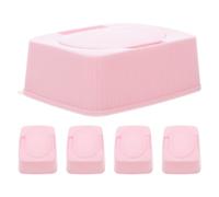 Milisten Estuche Organizador para Pañuelos Húmedos Infantiles con Tapa Abatible, Portátil para 5 Toallitas, Color Rosa, Contenedor Anti Polvo Adecuado para Viaje y Uso Diario