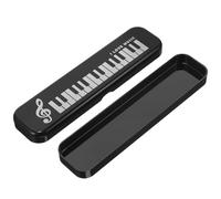 Milisten Estuche para Lápices y Bolígrafos de Plástico, Pequeño y Plano, Color Negro Diseño de Piano, Caja Organizadora para Papelería Escolar y Uso Artístico, Adecuado para Almacenaje