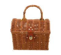 Milisten Estuche Portátil para Fichas de Mahjong con Tapa Cesta Pequeña Tejida de Ratán Sintético Caja Decorativa Vintage con Asa para Almacenamiento y Organización en Juegos y Viajes