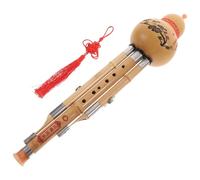Milisten Flauta Hulusi Hecha a Mano De Bambú Clave C, Instrumento Musical Étnico De Calabaza Natural Tallada, Diseño 3 Tubos y Lengüeta De Aleación Para Principiantes y Amantes Música