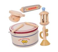 Milisten Instrumentos Musicales De Madera Para Pequeños Tambor y Armónica Para Educación Temprana y Desarrollo Sensorial Casa o Escuela