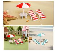 Milisten Juego de 4 Muebles en Miniatura para casa de muñecas: minisillas de Playa y sombrilla para Decorar tu casa de muñecas - Decoración veraniega Realista