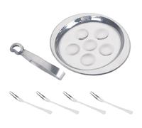 Milisten Juego de 6 Piezas Bandeja para Hornear Caracoles de Acero Inoxidable 6 Agujeros, Tenedores y Pinza para Servir, Utensilios de Cocina Resistentes y Aptos para Lavavajillas,