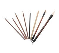 Milisten Juego de 8 Pinceles de Caligrafía para Pintura y Escritura, Pinceles de Tinta Profesionales Mango de Madera, Materiales de Arte Japoneses para Dibujo y Acuarela