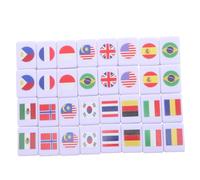 Milisten Juego De Mesa Mahjong con 64 Fichas De La Bandera Nacional Juego Educativo De Fichas para Familias para 2 Jugadores De