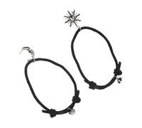 Milisten Juego de Pulseras Magnéticas para Pareja Diseño de Imán y Ventosa, Ajustables, Hechas de Cuerda Tejida Elástica Negra, Obsequio Adecuado para Aniversario