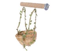 Milisten Juguete De Nido De Columpio para Pájaros Masticable Accesorios para Jaula con Plataforma Tejida De Algas Marinas Periquitos Trepen y Busquen Alimento