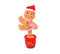 Milisten Juguete de Peluche Navideño Bailarín y Parlante con Luz Repite Frases Decoración Festiva para Muñeco Gingerbread Navidad