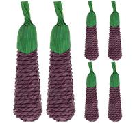 Milisten Juguetes para Masticar para Hámster y Conejos De Fibra Natural, Set De 6 Piezas De Berenjenas Tejidas, Accesorios Seguros y Antiestrés para Jaulas, Mascotas Pequeñas