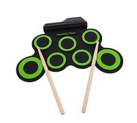 Milisten Kit de Batería Electrónica Plegable de Silicona Verde Experiencia Real de Percusión y Diseño Enrollable para Aprendizaje y Reuniones de Amigos